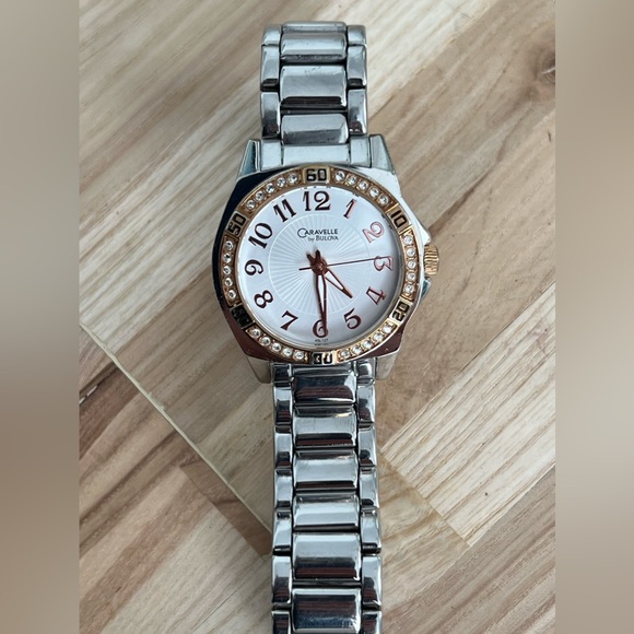 Caravelle by Bulova Ladies Watch Stainless Bracelet White Dial Date Window - Picture 4 of 12